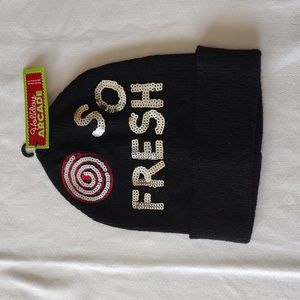 Holiday Arcade Beanie Cap Size Os Black with Sequins